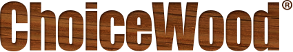 Image of Choicewood Logo with wood lettering on a transparent background