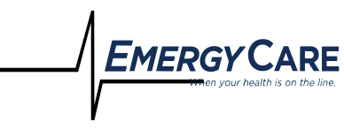 Image of Emergycare logo with navy lettering and transparent background