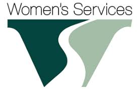 Image of Women's Services logo with green symbol and green lettering on a white background